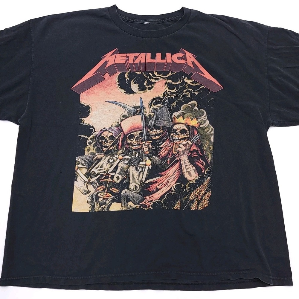 METALLICA T Shirt 2XL Metal Black ALSTYLE Skeleton Revolution Four Horsemen Rock